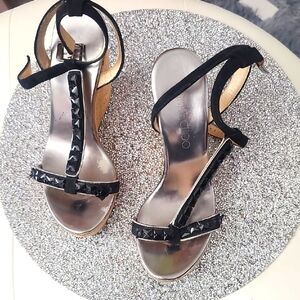 Jimmy Choo Black Wedge Sandals 37.5